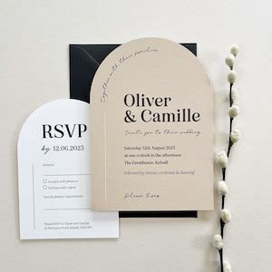 Arch Almond Minimalist Wedding Invitations Camille Modern Arch Wedding