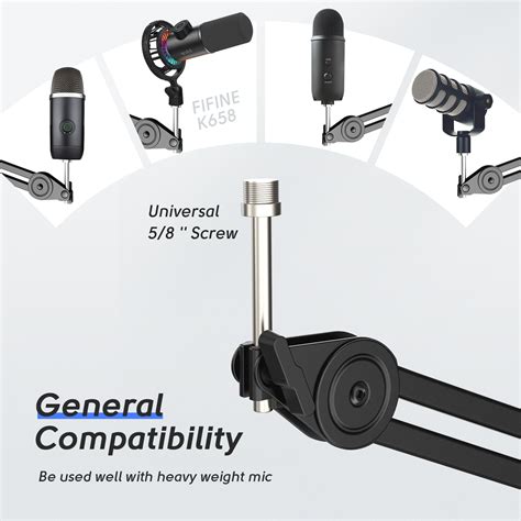 Fifine Bm Desktop Adjustable Boom Mic Arm Flexible Mic Stand Folding