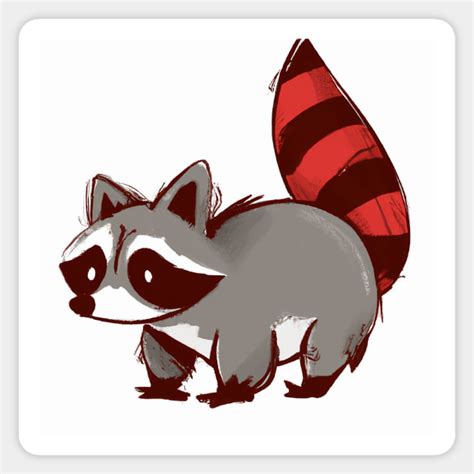 Cute Raccoon Drawing - Raccoon - Sticker | TeePublic