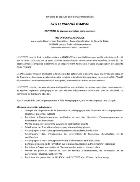 Avis De Vacance D Emploi