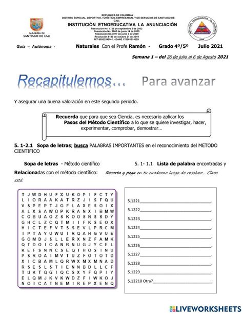 Sopa De Letras Método Científico 1217415