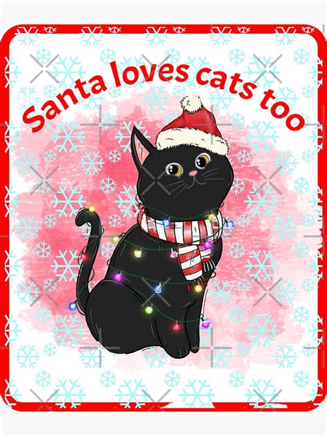 Santa Loves Cats Too Sticker For Sale By Aurorapod Redbubble