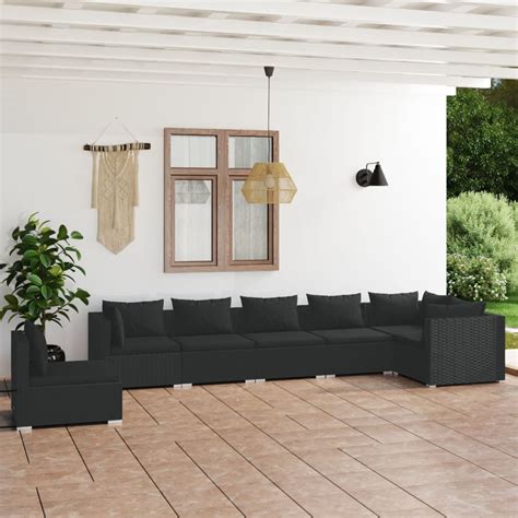 Tlg Garten Lounge Set Mit Kissen Poly Rattan Schwarz Weddig