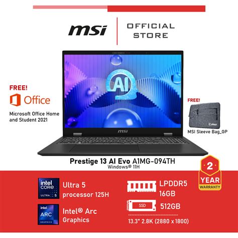 MSI Prestige 13 AI Evo A1MG 094TH Intel Arc Graphics Stellar Gray