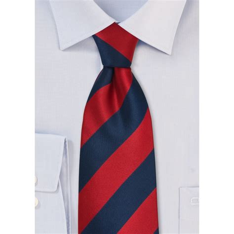 Navy and Red Necktie in Long Length for Tall Men - Ties-Necktie.com