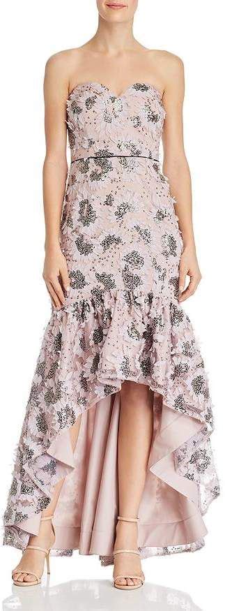 Aidan Mattox Strapless Sweetheart Embellished High Low Dress Women