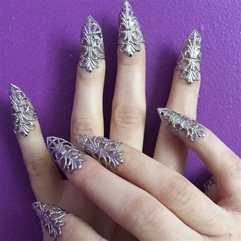 Silver Dragon Claws Nail Armor Set Of Etsy