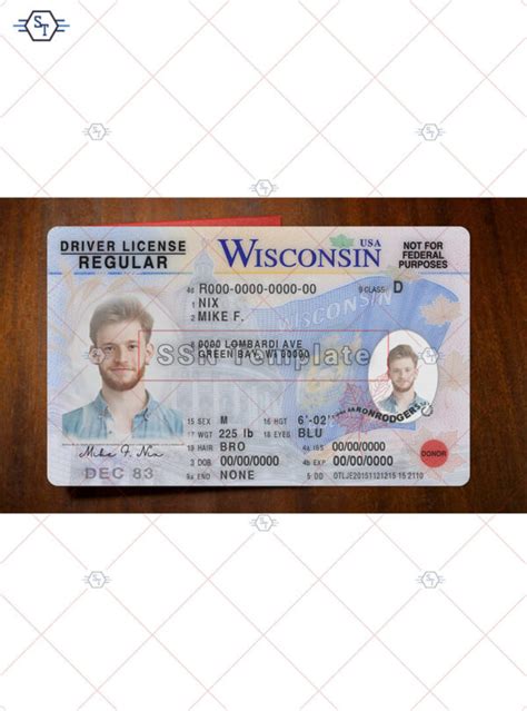 Wisconsin Driver License Psd Template Ssn Template