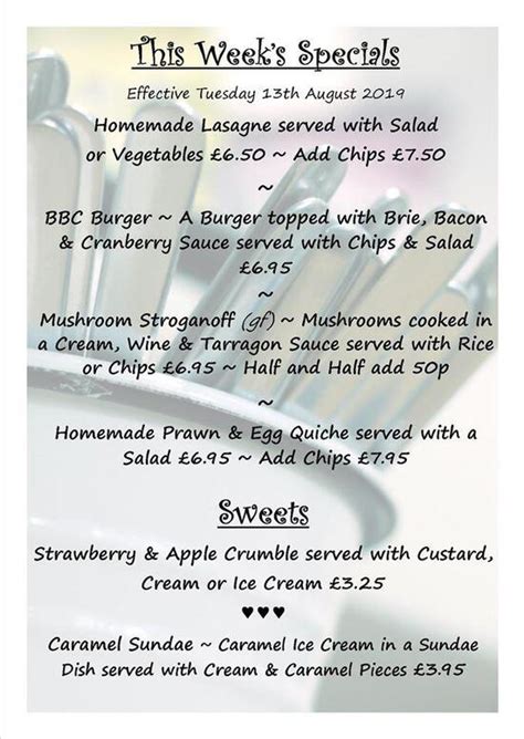 Menu at On The Corner Cafe, Caerwys