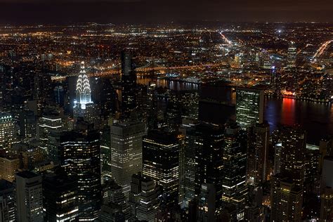 Night View From Empire State Building Top Deck 102nd Floor