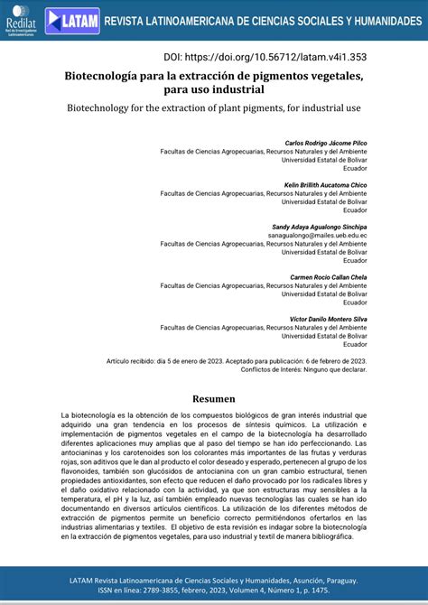 PDF Biotecnología para la extracción de pigmentos vegetales para uso