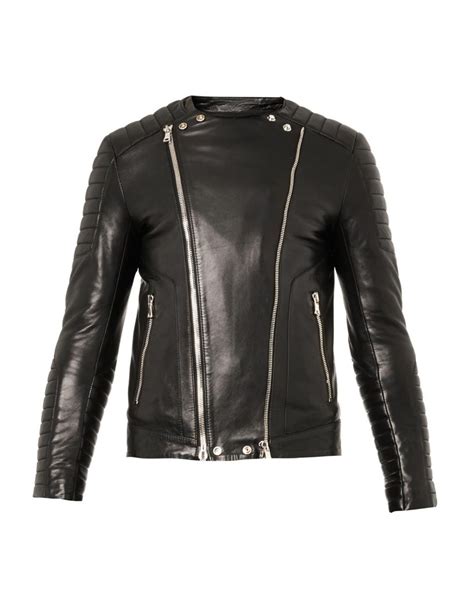 Balmain Classic Leather Biker Jacket In Black For Men Lyst Uk