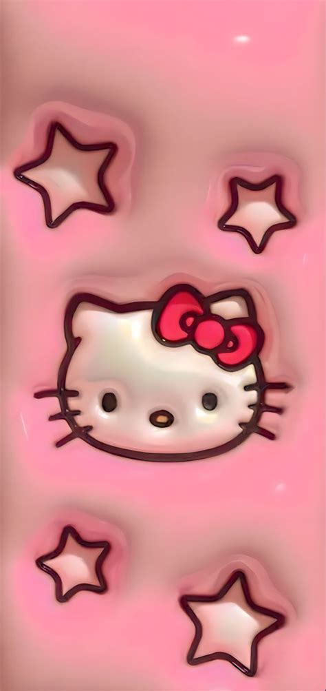 An Image Of A Hello Kitty Wallpaper With Stars