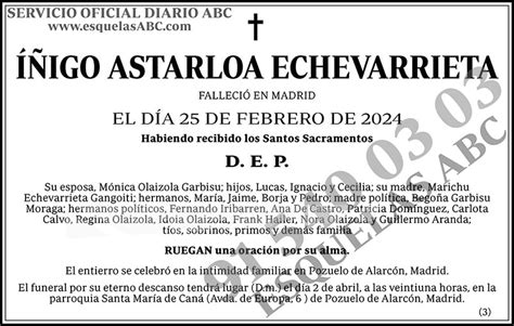 Esquela publicada ABC Íñigo Astarloa Echevarrieta