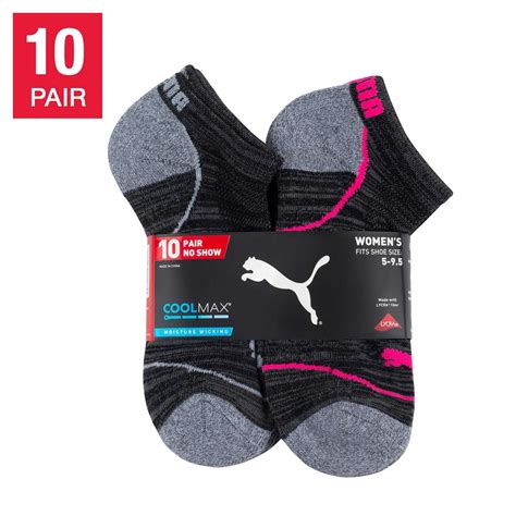 Puma Ladies 10 Pair Cushioned CoolMax No Show Socks (Black) - Walmart.com