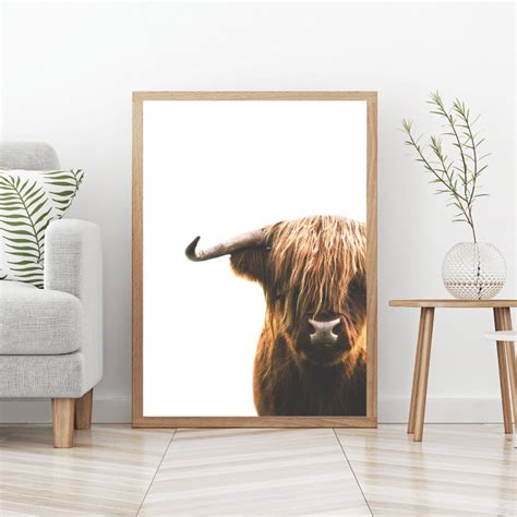 Highland Cow Print Bull Wall Art Wild Cow Poster Bohemian Etsy