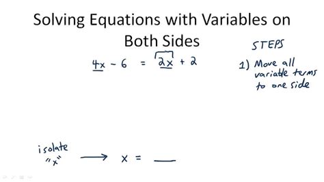 Solving Equations With Variables On Both Sides Overview