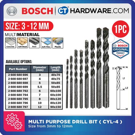 Bosch Multi Purpose Drill Bit Cyl Size Mm To Mm Pc