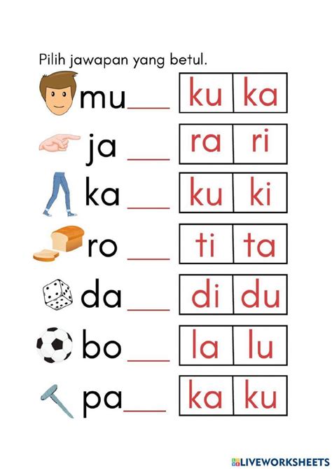 Suku Kata Kv Kv 2523 Ngew Kee Fong Live Worksheets