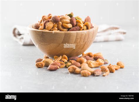 Spicy Flavoured Nuts Mix Of Nuts In Bowl Stock Photo Alamy