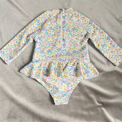 Marks And Spencer Baby Rash Guard Frill Long Sleeve Swimsuit 3 6 Mos