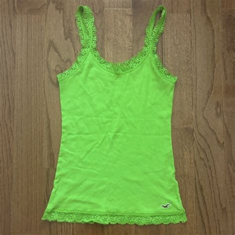 Hollister Tops Y2k Hollister Co Lime Green Lace Trim Elena Gilbert