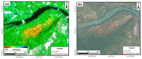 A Deformation Map Of The Surface Area From InSAR B Optical