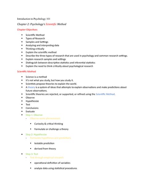 Psych Notes Ch 2 Brooke Hansen Introduction To Psychology 101