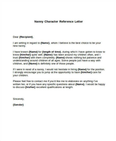 FREE 6 Sample Nanny Reference Letter Templates In PDF MS Word