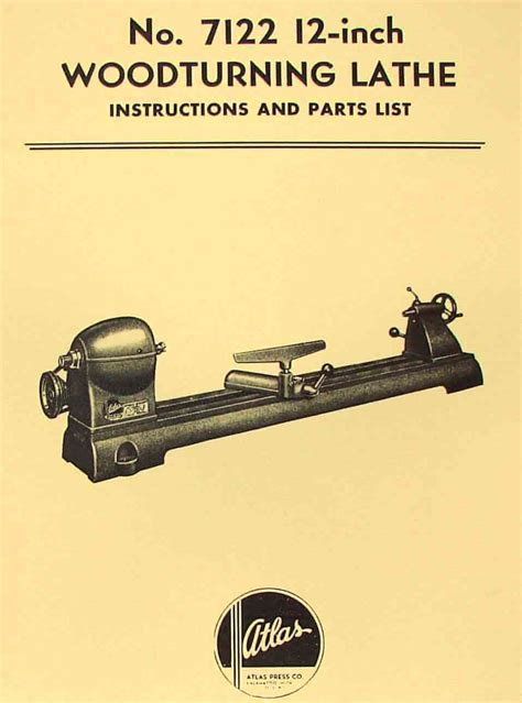 Atlas 7122 Wood Lathe Instruction & Parts Manual - Ozark Tool Manuals & Books