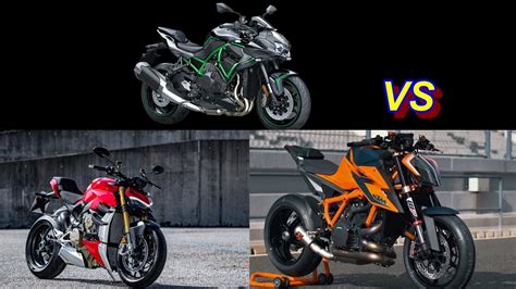 Ktm 1290 Super Duke R Vs Ducati Streetfighter V4 Vs Kawasaki Z H2 Youtube