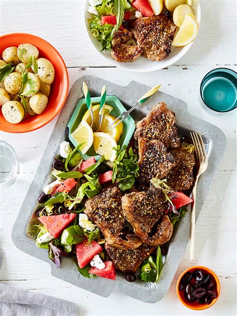 Dukkah Crusted Loin Chops With Watermelon Salad Recipe Australian