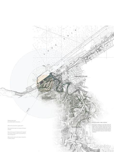 An Architectural Drawing Of A City With Lots Of Lines And Dots On The