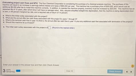 Solved Calculating Project Cash Flows And Npv The Guo Chegg