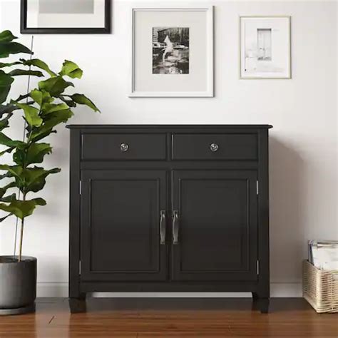 Weston Home Oak Top Kitchen Cabinet Buffet Sideboard Antique Black