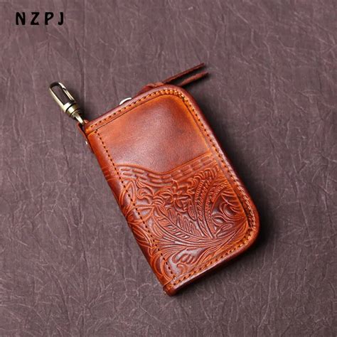 Nzpj Bolso Para Llaves De Cuero De Vaca Para Hombre Cartera De Piel De