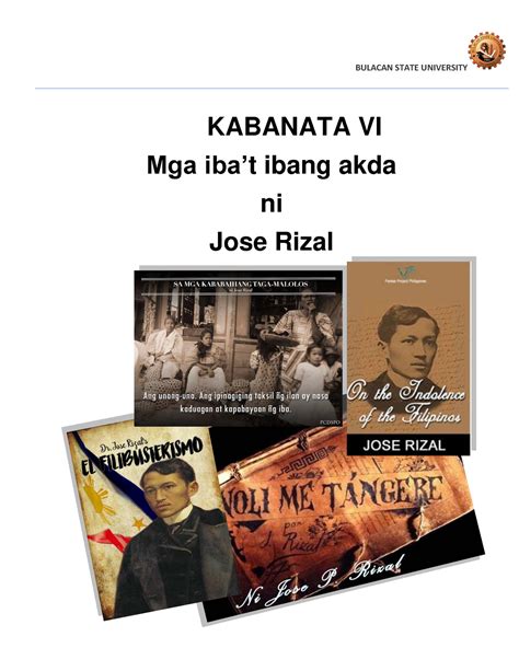 Kabanata Vi Ibat Ibang Akda Ni Dr Jose Rizal