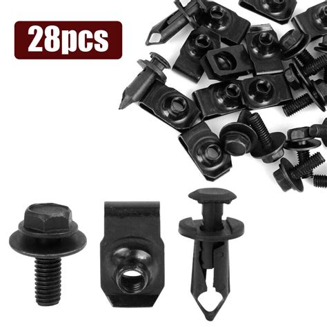 Set Car Engine Splash Shield Body Bolts Screw Nut Fender Bumper Clip