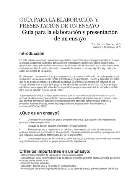 Guía Para La Elaboración Y Presentación De Un Ensayo Ensayos