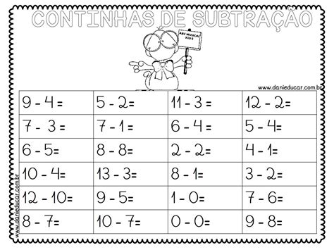 Contas De Matematica Subtração