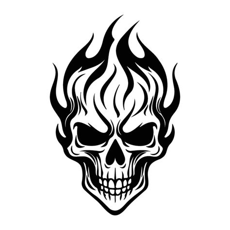 Skull With Flames Burning Skull Fire Skull Icon In Skull Art