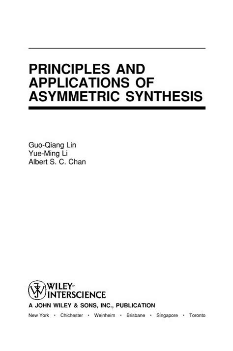 Pdf Principles And Applications Of Asymmetric Synthesis General