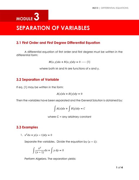 Solution Module Separation Of Variables Studypool