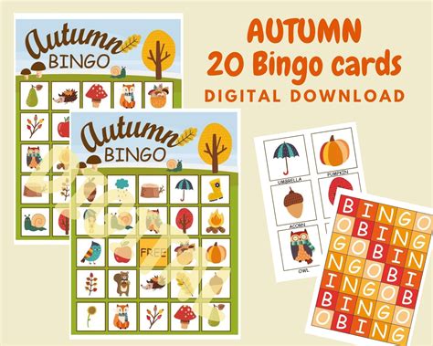 20 Autumn Bingo cards Fall Bingo game Printable BINGO for | Etsy