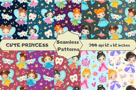 Princess Seamless Patterns Designs Graphics