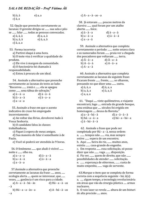 Exerc Cios De Crase Gabarito Pdf