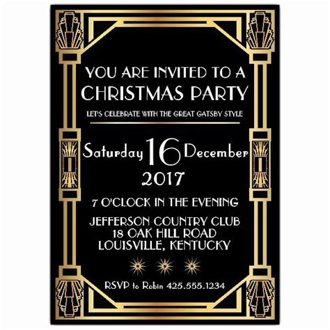 Great Gatsby Invitation Template Luxury Gatsby Classic Deco Christmas