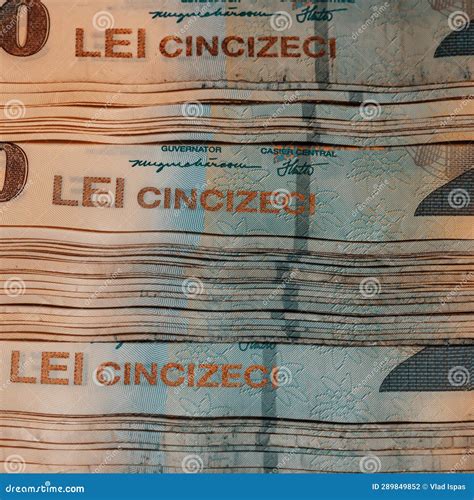 Romanian Lei Currency Banknote Ron Money European Currency Stock Photo