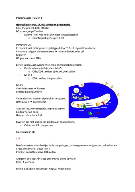 Immunologie HC 4 En 5 Aantekeningen Van De Lectures 4 En 5