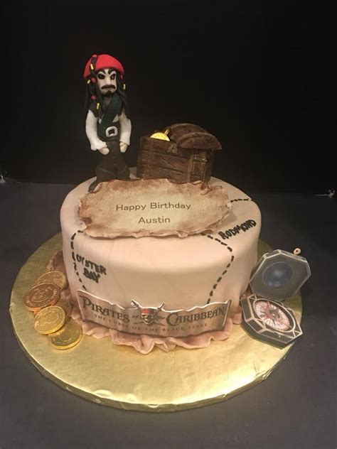 Pirates Of The Caribbean Cake With Jack Sparrow Map And Treasure Chest